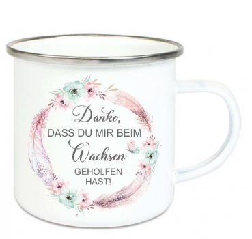 ♥ Tasse Emailletasse Danke, dass Du mir beim Wachsen geholfen hast....   Freundin Dankeschön, Geburtstag, Vatertag, Abschied, Jubiläum, Geschenk, Becher von Lüttentüddel